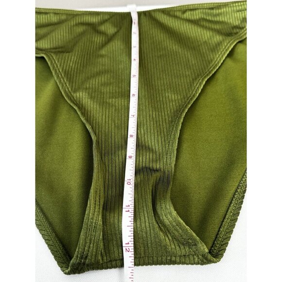 No Boundaries Green Ribbed Bikini Bottoms XXL 20 Cheeky High-Leg Swim y2k glam - Picture 4 of 5